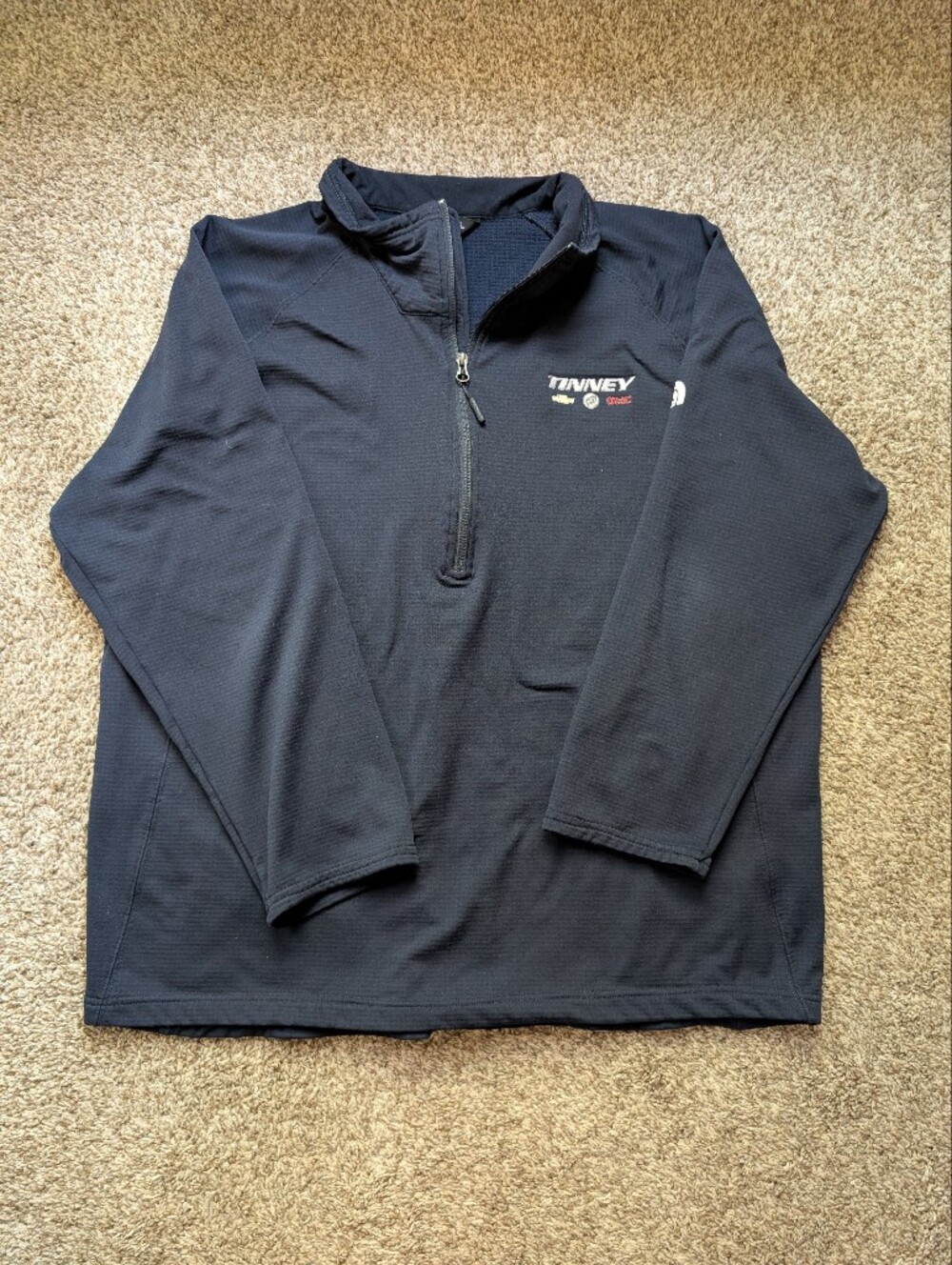 The North Face Navy Quarter-Zip Pullover With Tinney Company Embroidery Sz XXL